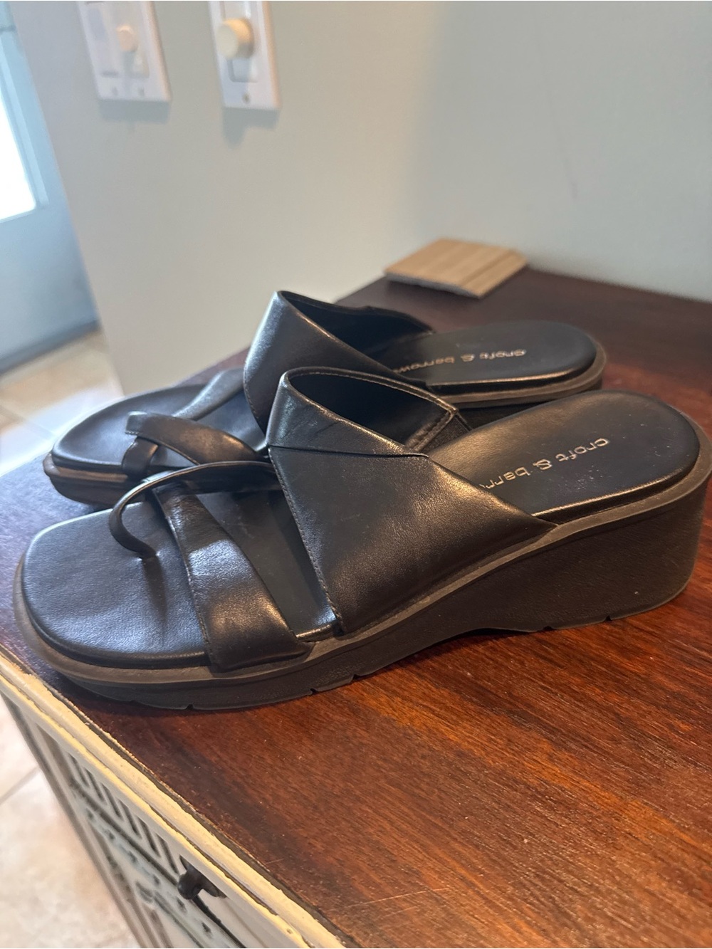 Croft & Barrow Harlee Black Platform Sandals 8M